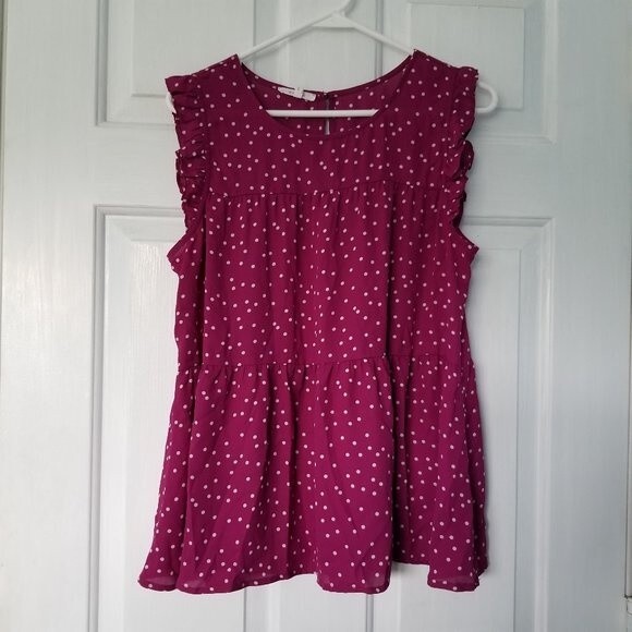 Maurices Pink Polka Dot Blouse - Picture 2 of 8